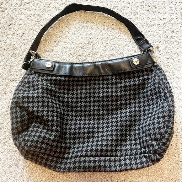 Thirty-One Black Gray Houndstooth Handbag Shoulder Fall Winter Medium Pockets - Picture 1 of 12